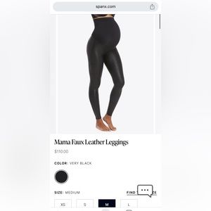 Spanx faux leather maternity leggings - medium